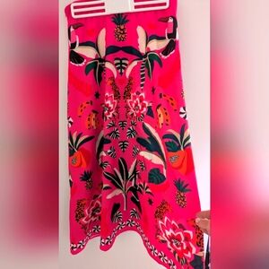 Vibrant Pink Tropical Print Skirt